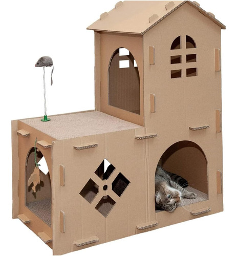 Scratching House Shaped Double Story Scratching Pad Made Of