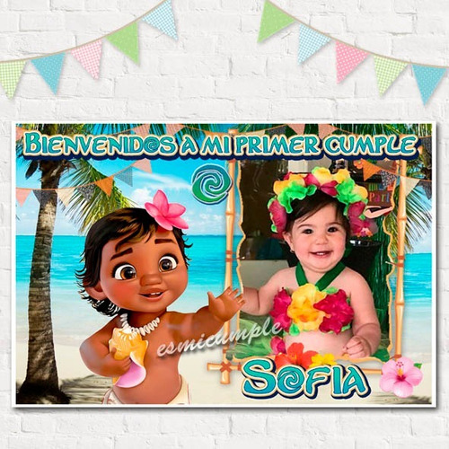 Moana Moana Bebé Cartel De Cumpleaños Bienvenida Con Tu Foto