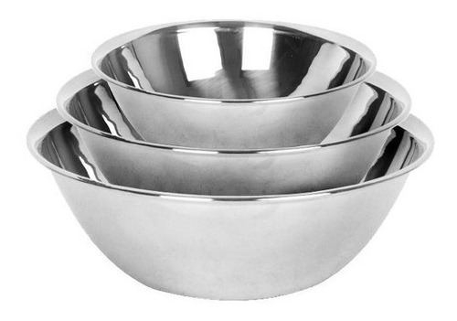 Set X 3 Bowls Batidor Acero Inox Reforzado Batir Reposteria 