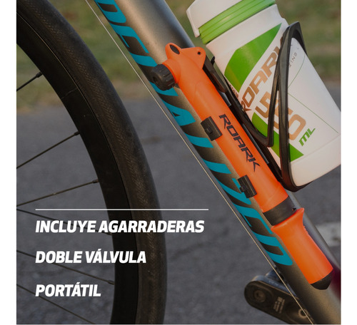 Inflador De Bicicleta Roark Doble Valvula Mtb 80psi Soporte