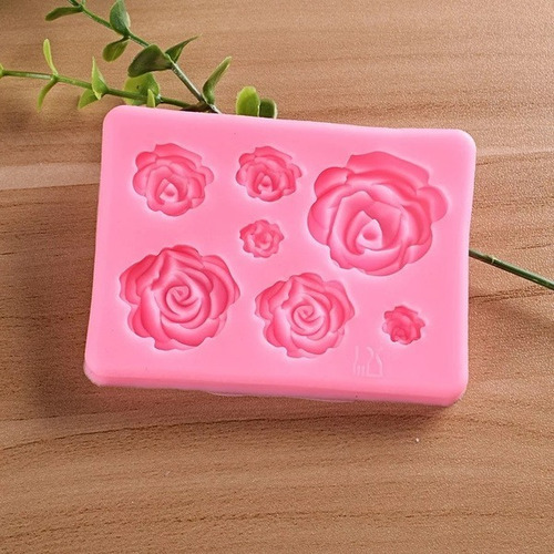 Imagen 3 de 7 de Molde Silicona Rosas X7 Repostería Porcelana Fondant