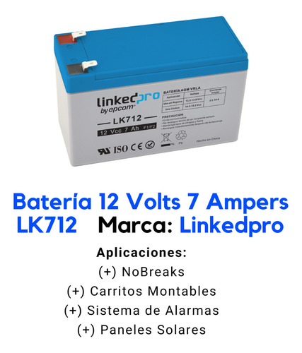 Bateria No Break Linkedpro By Epcom Lked1270 12va