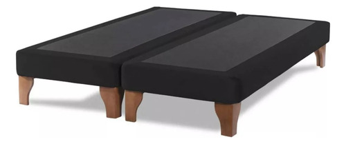 Base Dividida Cama Europea 2 Plazas 150x190 Cm Negro Felpa