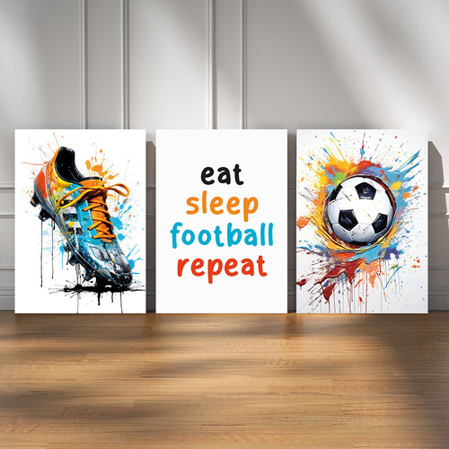 Lienzo Con Póster De Fútbol Con Póster De Grafiti, 3 Piezas