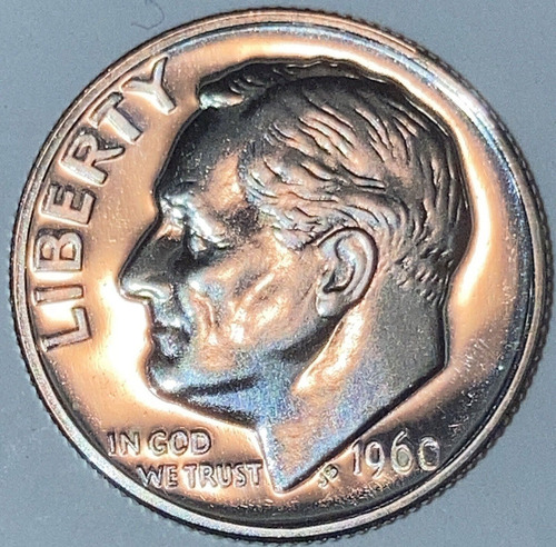 1960 P Roosevelt Dime Plata 10c Centavos Ms Antigua Proof A+ (Usado)