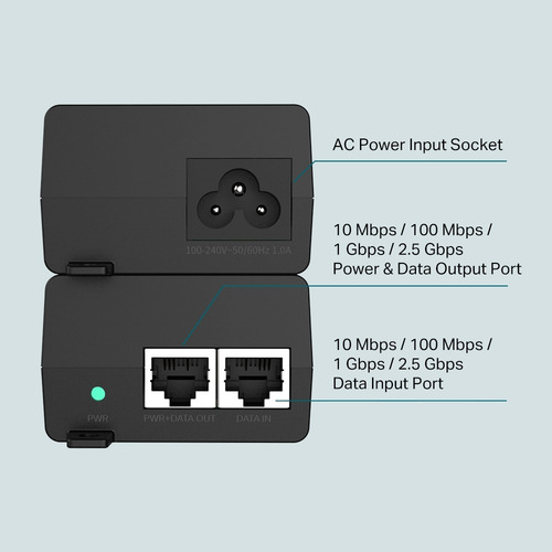 Tp-link Poe260s, Inyector 2 Puertos 2.5g Poe+