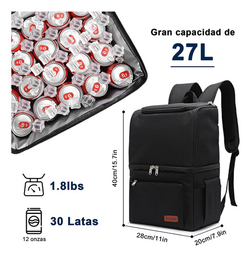 Mochila Térmica Aislada, 27l Hielera Portátil Mochila Con Ab