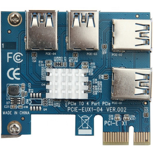 Imagen 7 de 8 de Adaptador Pcie 1x A 4 Usb 3.0 Riser Placa Rig Mineria Cripto