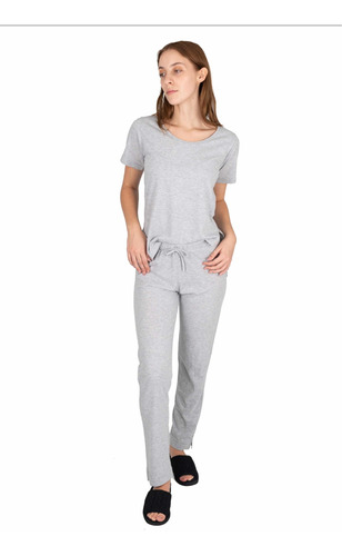Imagen 1 de 7 de Pijama Mujer Verano Algodon Conjunto Comodo Pantalon Remera