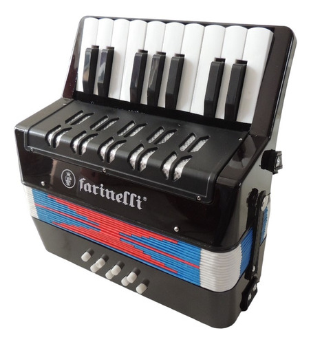 Acordeon Gabrielloni Blue Infantil 17 Teclas 8 Bajos Color Negro