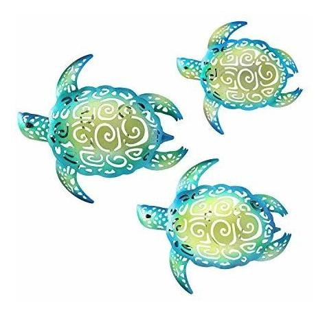 Set Of 3 L Sea Turtle Beach Theme Decor Wall Art Decora...