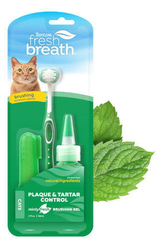 Kit De Cuidado Bucal Tropiclean Fresh Breath Cat Con Cepillo