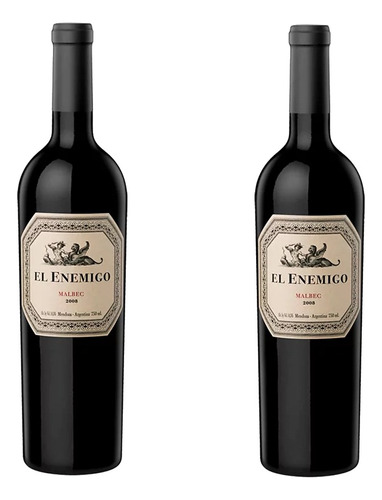 Vino Tinto El Enemigo Malbec 750ml Pack X2