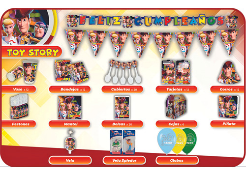 Kit De Fiesta Completo Toy Story Para Cumpleaños