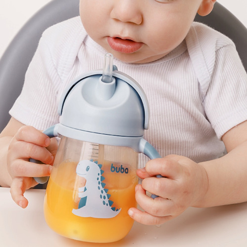 Imagem 8 de 8 de Copo Com Canudo Infantil De Transição 240ml Alça Dino - Buba