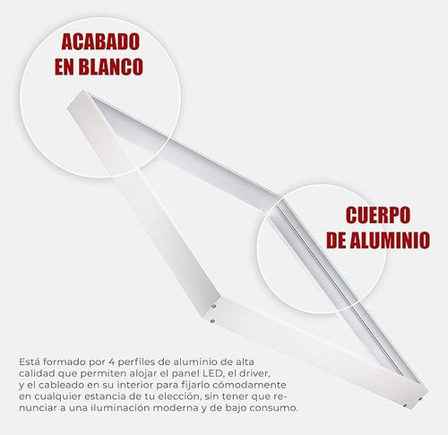 Base Metalica Para Sobreponer Panel Plafón Led 60x60 Cm X5