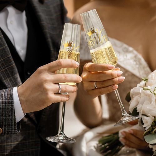 Copas Boda Servidor Tenedor Cristal Brindis Pastel Champagne