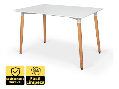 Kit Mesa Jantar Eiffel 120x80cm Branca + 4 Cadeiras Eiffel Cor Preto