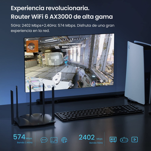 Tenda Wifi 6 Ax3000 Wifi Router Doble Banda Puertos Lan