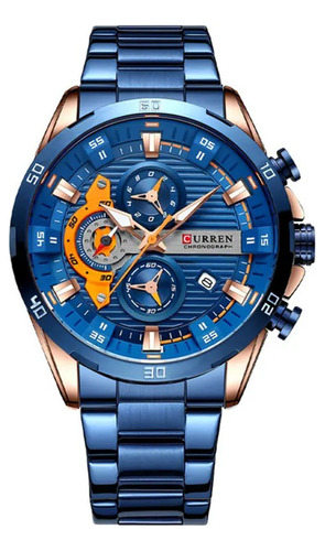 Reloj Curren Hombre Malla Metal Todo Azul Modelo 8402