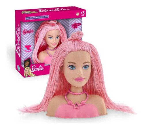 Boneca Barbie Busto Para Pentear 4 Acessorios - Pupee