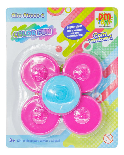 Fidget Toys Spenner Giro Stress 4 Color Fun Rosa Anti Stress