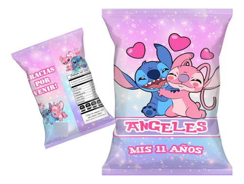 Bolsita Golosinera Chips Bags Stitch X30 Cumpleaños Candy 