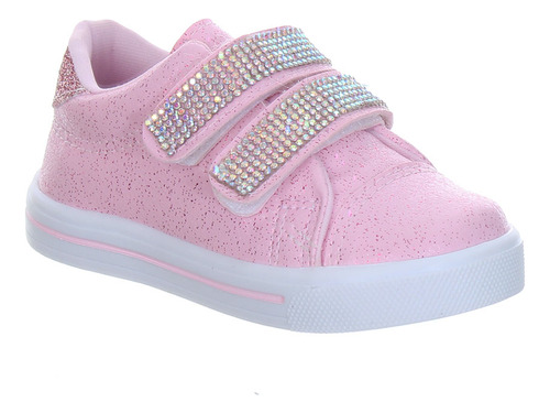 Tenis Sapato Rosa Com Brilho Glitter Infantil Menina Love