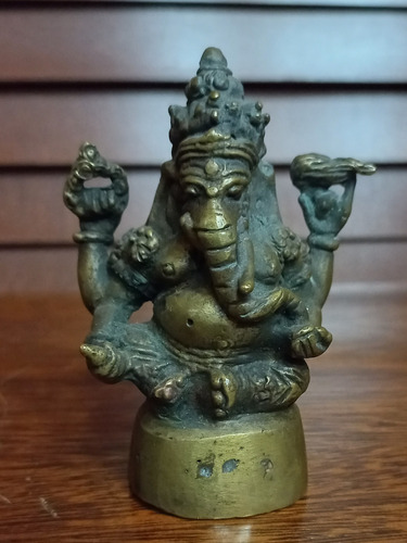 Figura Antigua Ganesha De Bronce Hecha En India Siglo 19