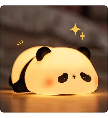 Bonita Lámpara De Noche Led De Silicona Con Forma De Panda.