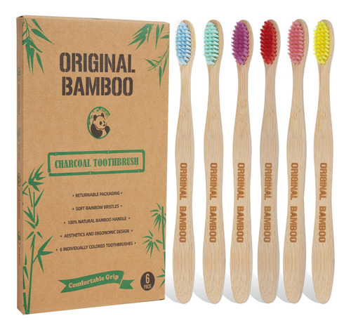 Original Bamboo Cepillos De Dientes, Sin Bpa, Cerdas Suaves,