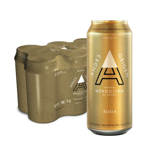 Imagen 1 de 2 de Cerveza Andes Origen Rubia Golden lata 473 mL 6 unidades