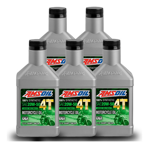 Kit 5 Amsoil 20w50 Performance. Aceite De Moto Full Sintétic