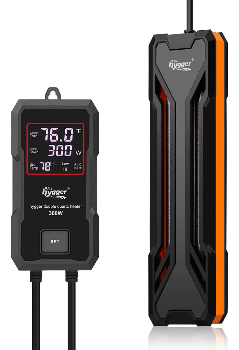 Hygger Calentador Acuario 300W Control Digital Agua Dulce Salada 152 A 302 litros