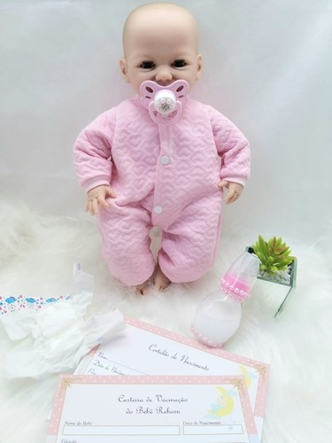 Imagem 7 de 10 de Boneca Abre Fecha Olho Newborn C Chupeta Magnetica Mamadeira