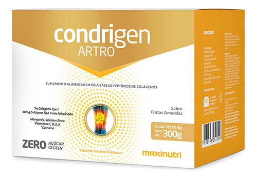 Colágeno Tipo 1 E 2 Condrigen Artro Sachê Frutas Amarelas