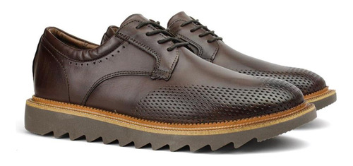 Sapato Casual Couro Masculino Derby Cadarço Moderno Leve