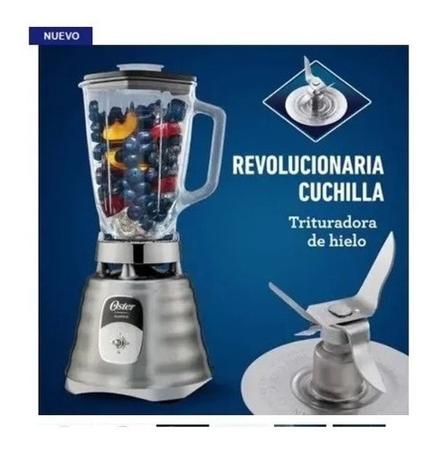 Licuadora 1 Velocidad Pulso Vaso Vidrio 700 W Oster Cromada