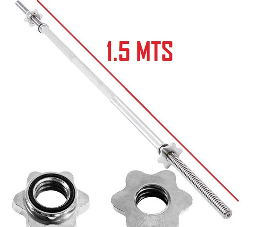 Imagen 2 de 6 de Barra Para Pesas Recta Z W Maciza De Acero Cromada Importada
