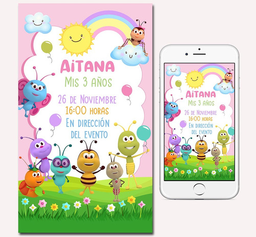 Tarjetas Invitaciones Digitales Personalizadas Bichikids