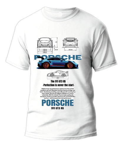 Playera Porsche The 911 Gt3 Rs Carro Azul Cuello Redondo 