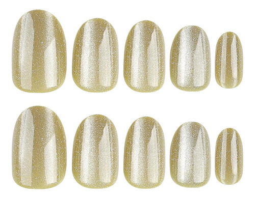 Juego De 24 Uñas Postizas A Presión Con Purpurina De Ojo De