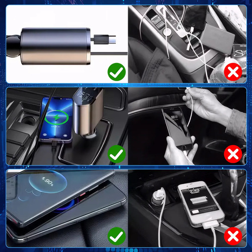 4 En 1 Cargador Retráctil De Coche De Carga Rápida De 120w