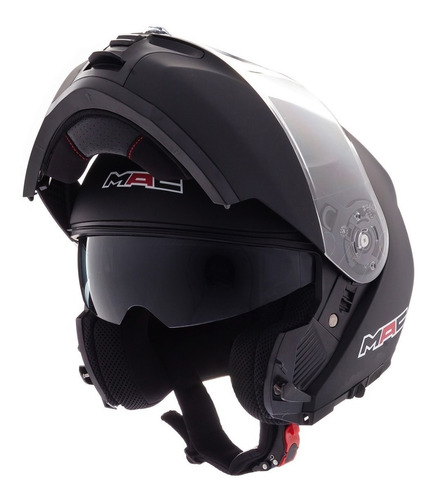 Casco Rebatible Mac Elite Solid Negro Doble Visor Fas Motos!