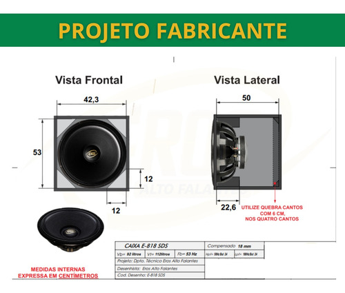 Eros E18 18 Subwoofer 1350w Rms Paredão Carro