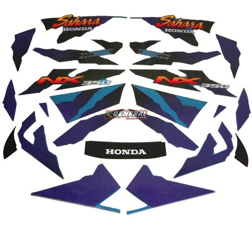 Kit Adesivo Jogo Faixa Moto Honda Nx 350 Sahara 1995 Azul