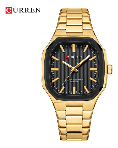 Relojes Impermeables De Acero Inoxidable Curren Fashion Para Color Del Fondo Dorado/negro