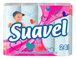Suavel, Papel Higiénico Con 24 Rollos De 200 Hojas Dobles