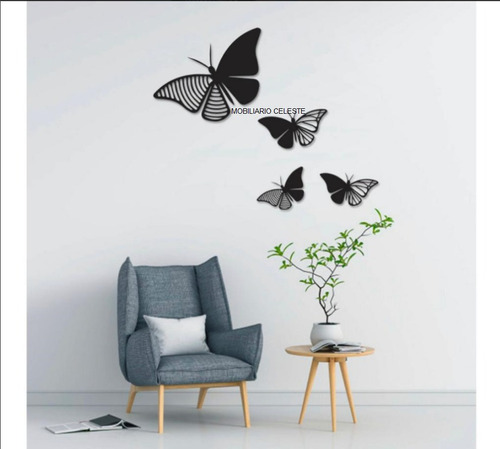 Set De 4 Mariposas Decorativas Para Hogar, Recamara, Negocio