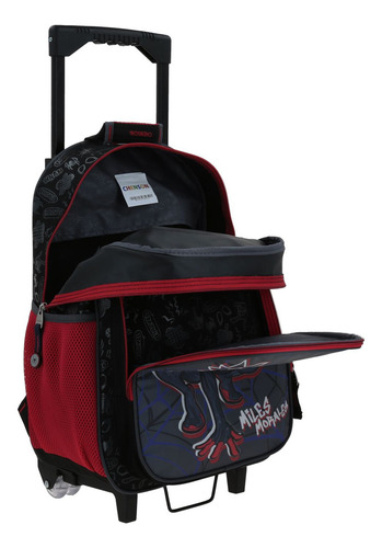 Mochila Grande Con Ruedas Chenson Miles Morales Marvel Drapo MM70294-3 Color Negro